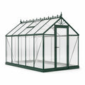 Serre de jardin en aluminium vert et polycarbonate translucide, 380 x 250 x 250 cm, avec porte et lucarne