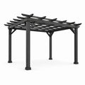 Pergola de jardin en acier noir avec toit ajouré, 300 x 300 x 250 cm, style contemporain