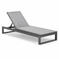 Bain de soleil inclinable en aluminium et textilène gris et gris foncé, 195 x 65 x 33 cm