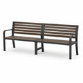 Banc de jardin 2 places, 150 x 60 x 85 cm, métal noir et lattes marron