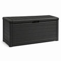 Coffre de rangement extérieur en résine noire avec couvercle, 120 x 55 x 60 cm