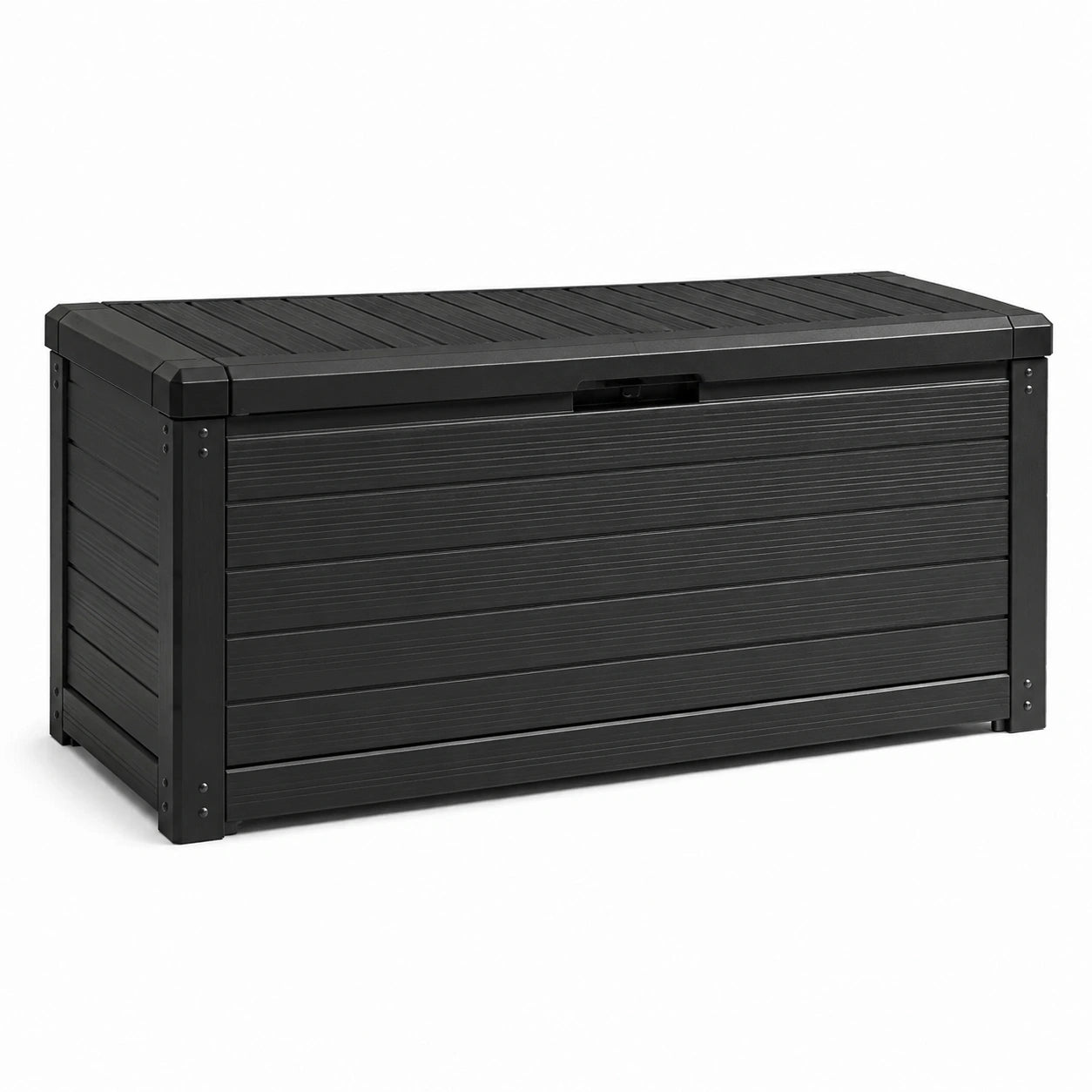 Coffre de rangement extérieur en résine noire avec couvercle, 120 x 55 x 60 cm