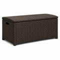 Coffre de rangement extérieur en résine tressée marron avec couvercle, 120 x 55 x 60 cm