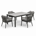 Salon de jardin 5 pièces anthracite et gris avec table 150 x 90 x 75 cm et 4 fauteuils 60 x 60 x 80 cm