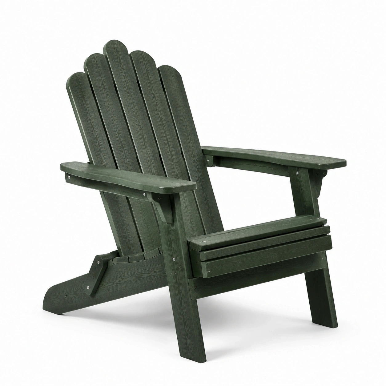 Fauteuil Adirondack en composite vert foncé avec accoudoirs, 76 x 88 x 96 cm