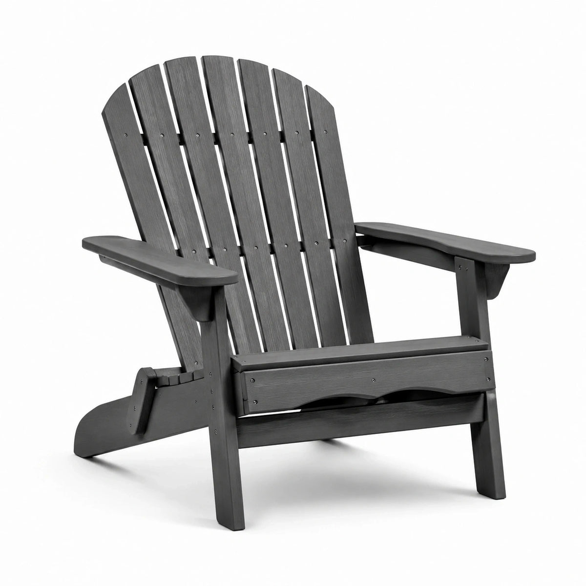Fauteuil Adirondack composite gris anthracite, 77 x 82 x 96 cm, dossier à lattes et larges accoudoirs