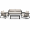 Salon de jardin 4 pièces gris anthracite et beige avec canapé 180 x 76 x 76 cm, 2 fauteuils 76 x 76 x 76 cm et table 100 x 55 x 38 cm
